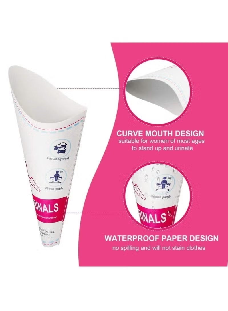 Cuken 24 Pcs Disposable Female Urination Device, Portable Lightweight Women Urinal Funnel Outside Standing Pee Cup Waterproof Paper Standing Urinary Funnel for Camping, Hiking, Pregnant - Image 4